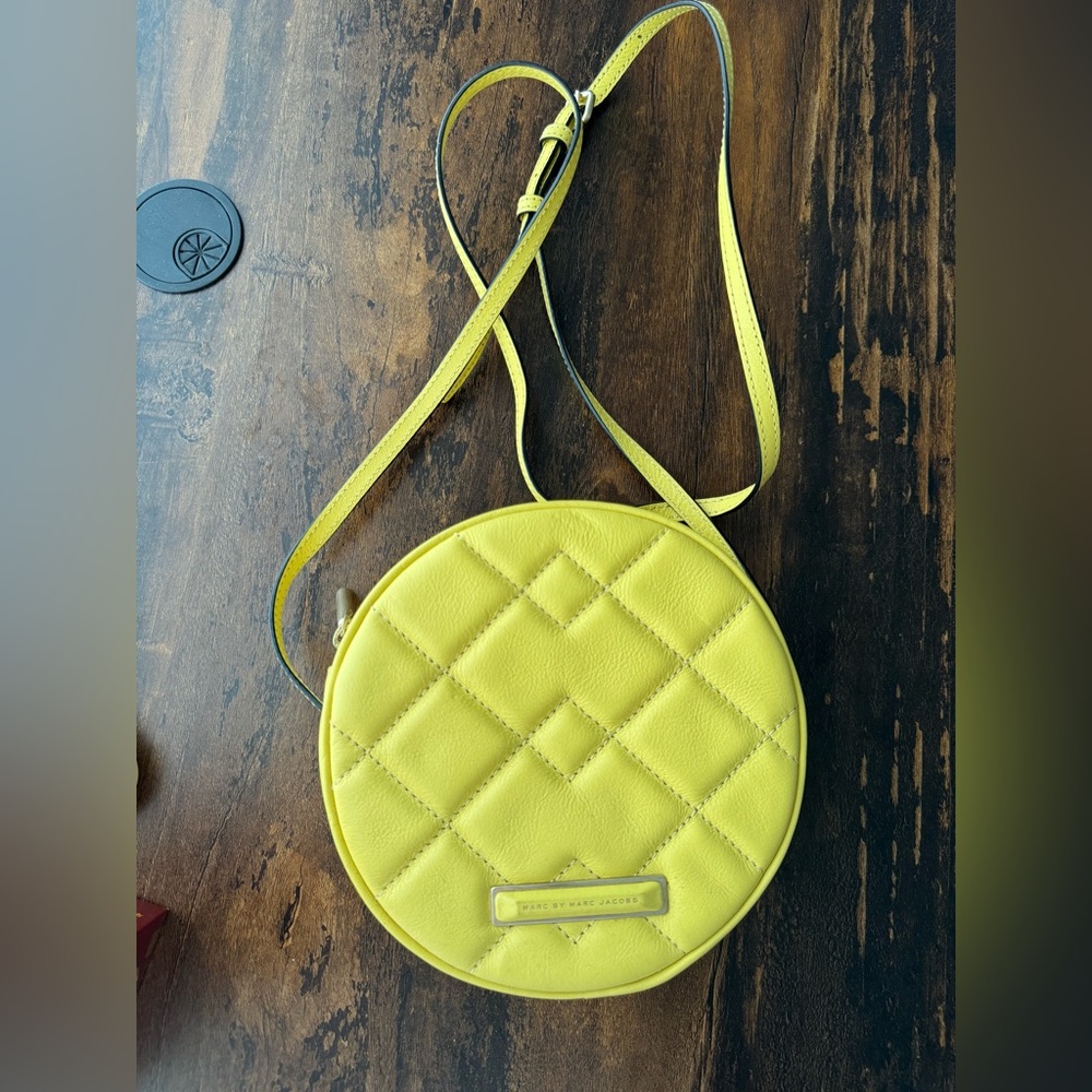 Marc Jacobs Yellow Quilted Crossbody Bag with Circular Design